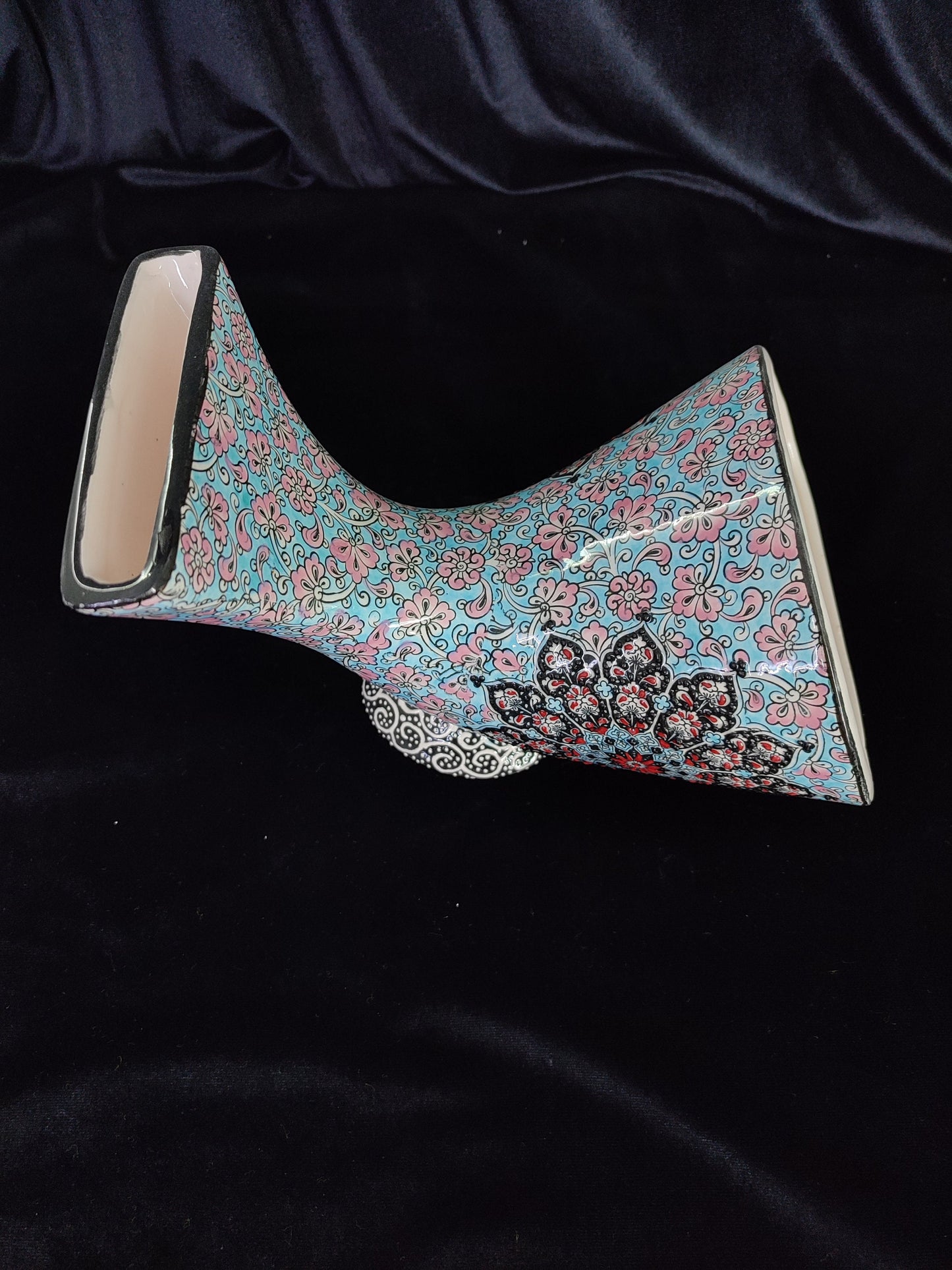 Handmade Ceramic Gramophone Speaker Amplifier – Floral Pottery Music Box, Unique Phone Amplifier, Ideal Father's Day Gift