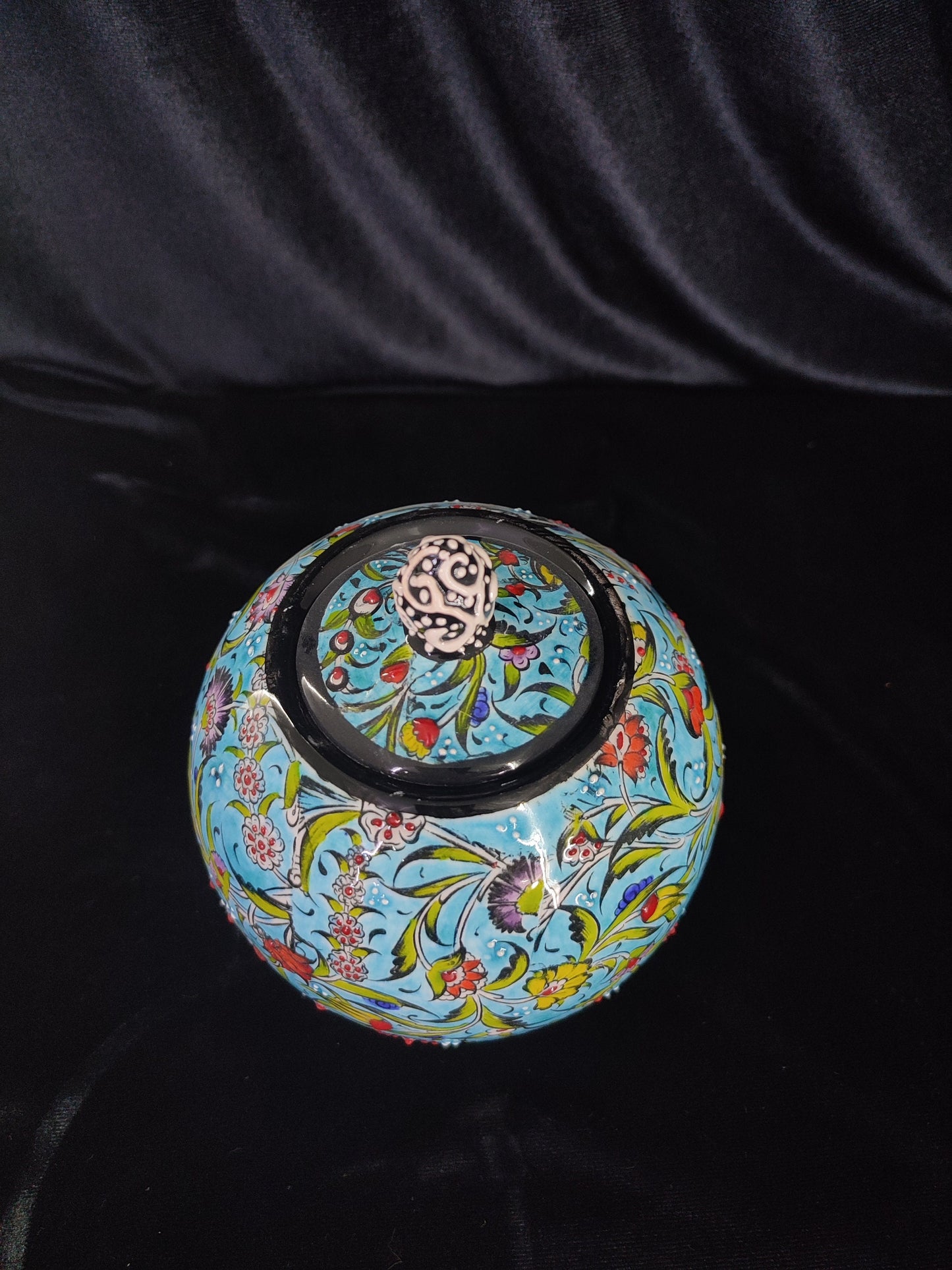 Handmade Turquoise Ceramic Sugar Bowl with Lid – 5" Decorative Round Pottery Sugar Bowl, Ceramic Creamer, Lidded Sugar Bowltive Bowl