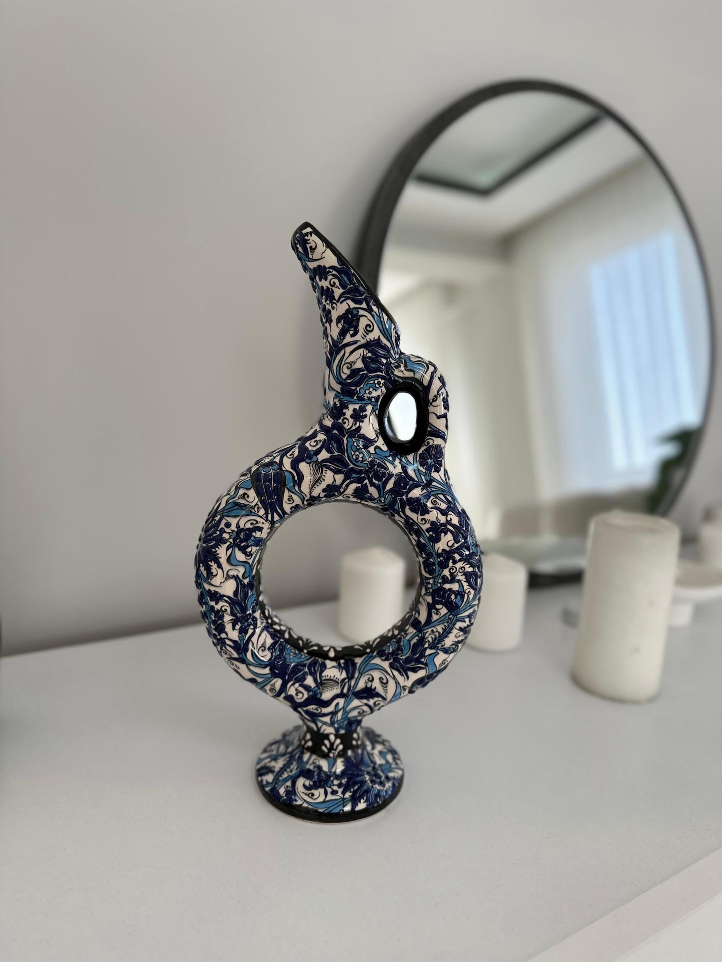 Handmade Turkish Ceramic Hittite Wine Jug – Authentic Pottery Decanter, Unique Home Decor & Gift