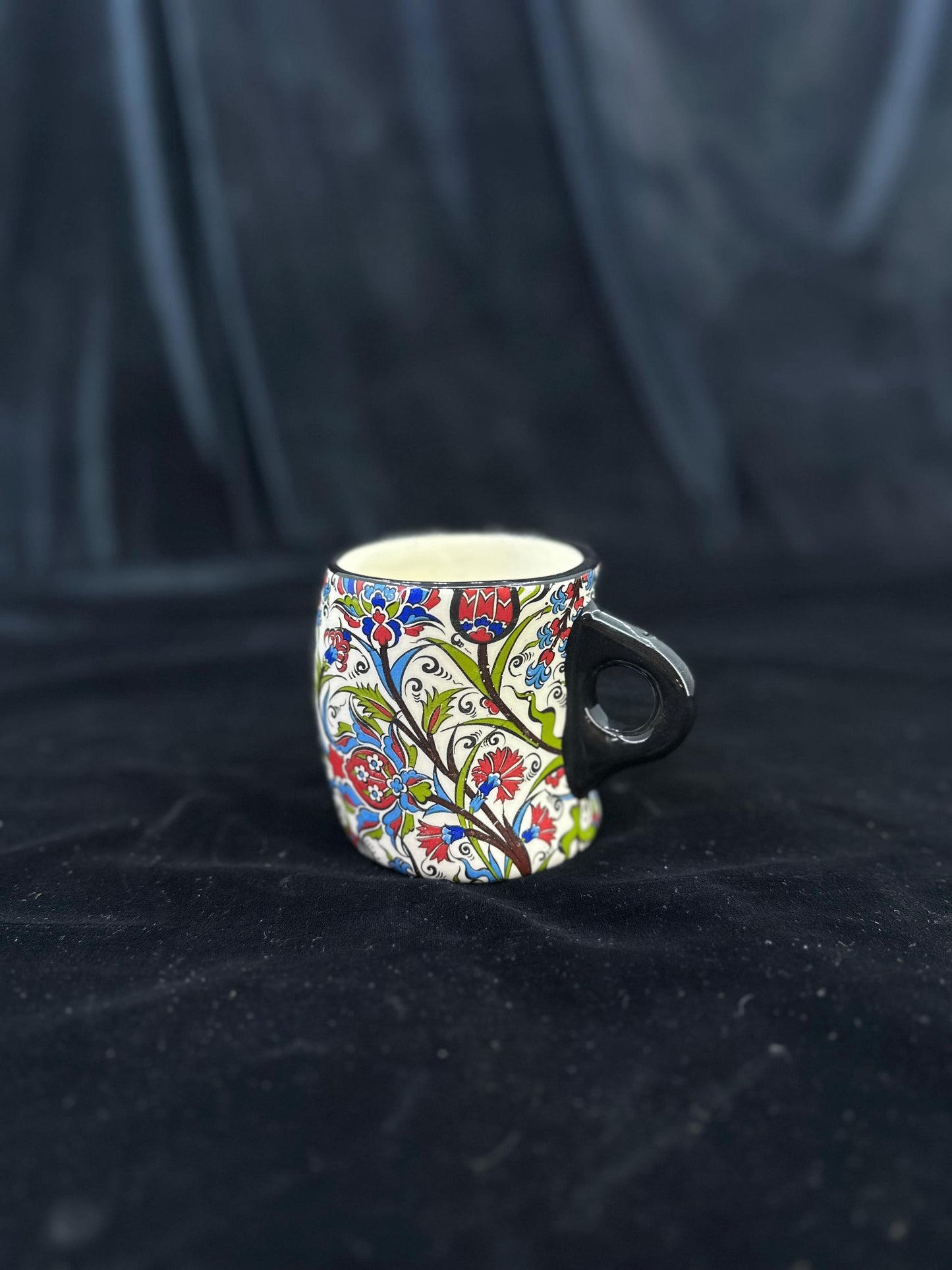 Handmade Ceramic Mug - Traditional Turkish Design - Unique Hand-Painted Coffee Cup - Decorative & Functional Gift for Tea or Coffee Lovers