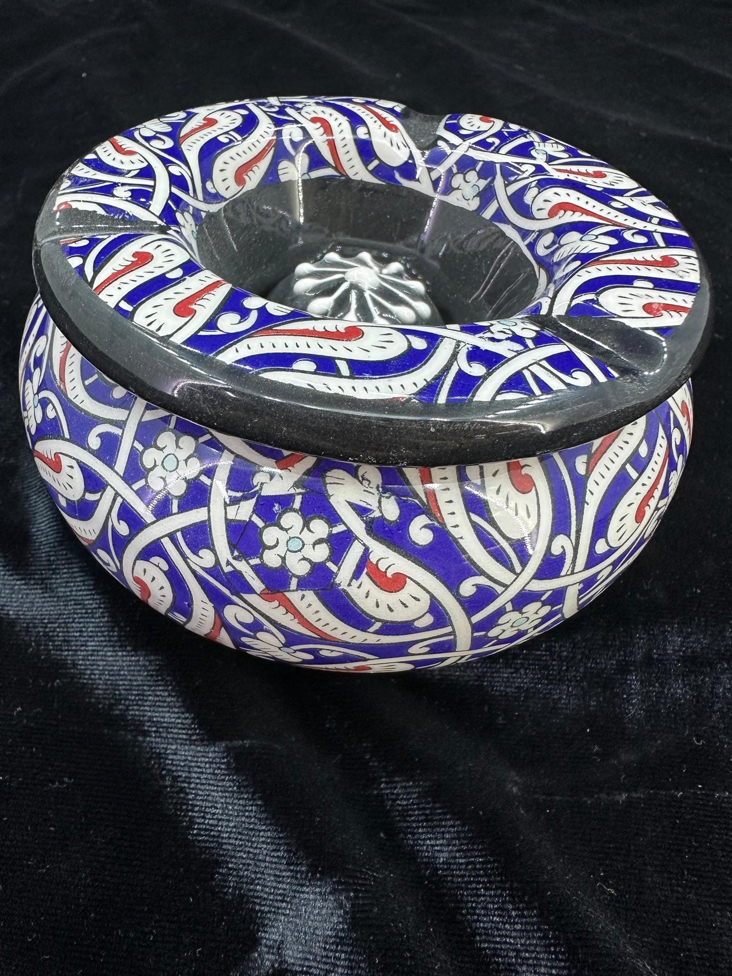 Handmade Ceramic Ashtray - Traditional Turkish Floral Design - Decorative and Functional Ceramic Smoking Accessory