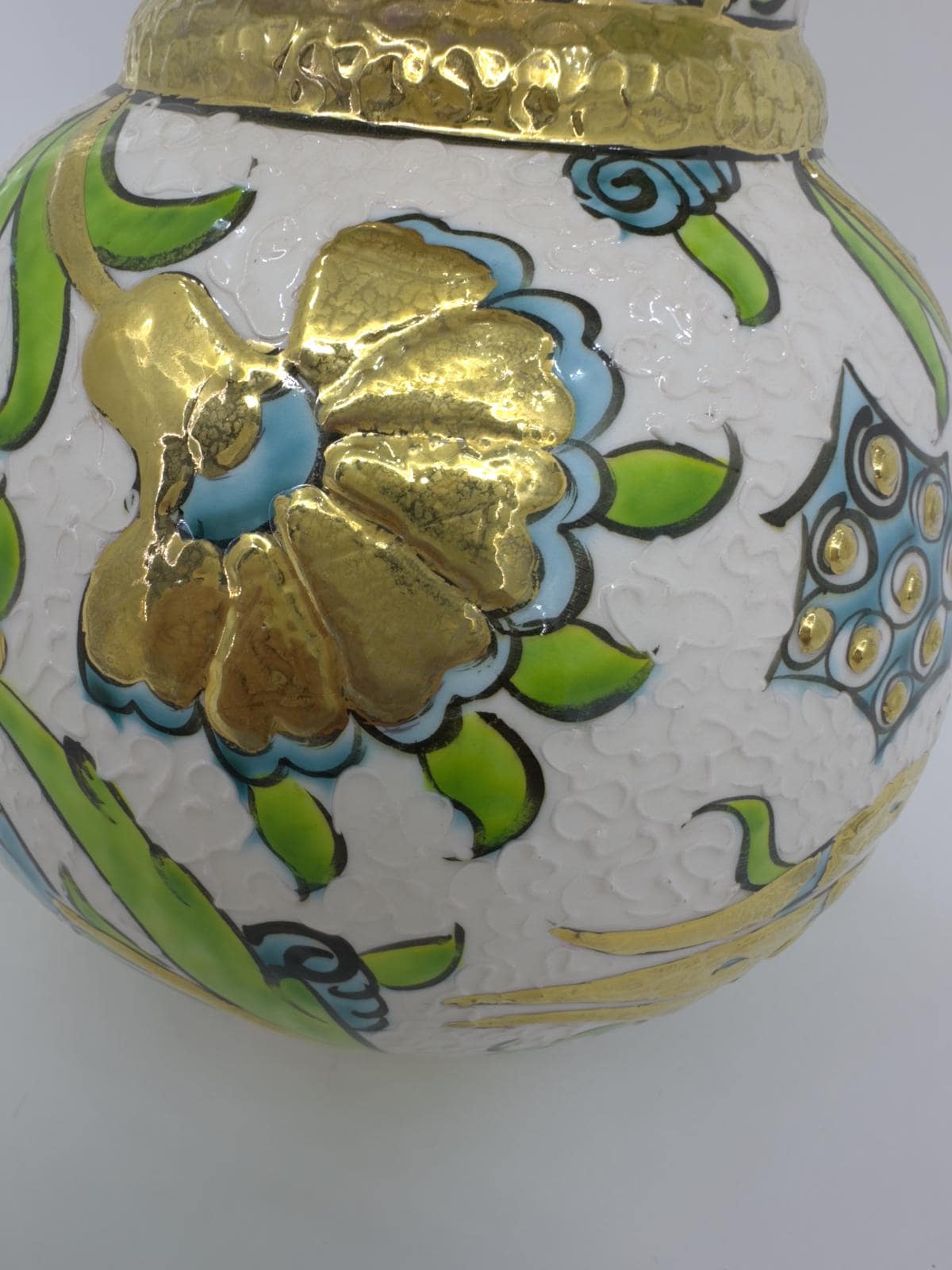 turkish vase,gold floral vase,ottoman ceramic vase,turkish pottery decor,elegant flower vase,handpainted vase gift,unique home decor