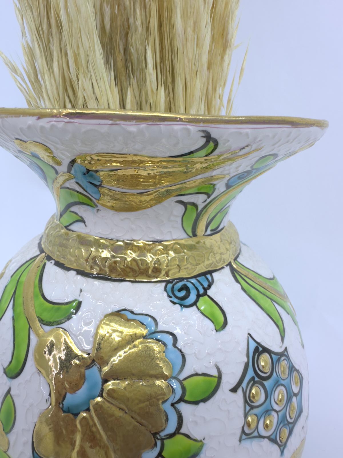turkish vase,gold floral vase,ottoman ceramic vase,turkish pottery decor,elegant flower vase,handpainted vase gift,unique home decor