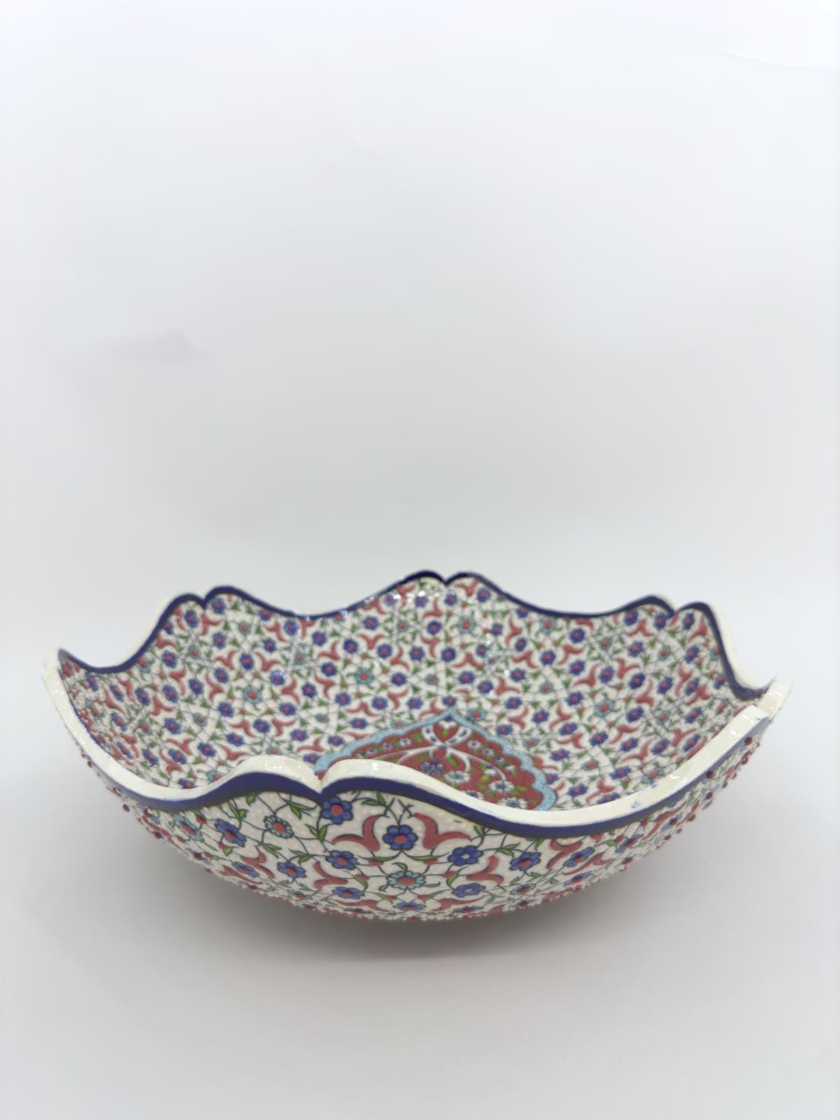 Handmade Turkish Ceramic Serving Bowl β 12" Hand-Painted Tree of Life Design, Large Decorative Fruit Bowl