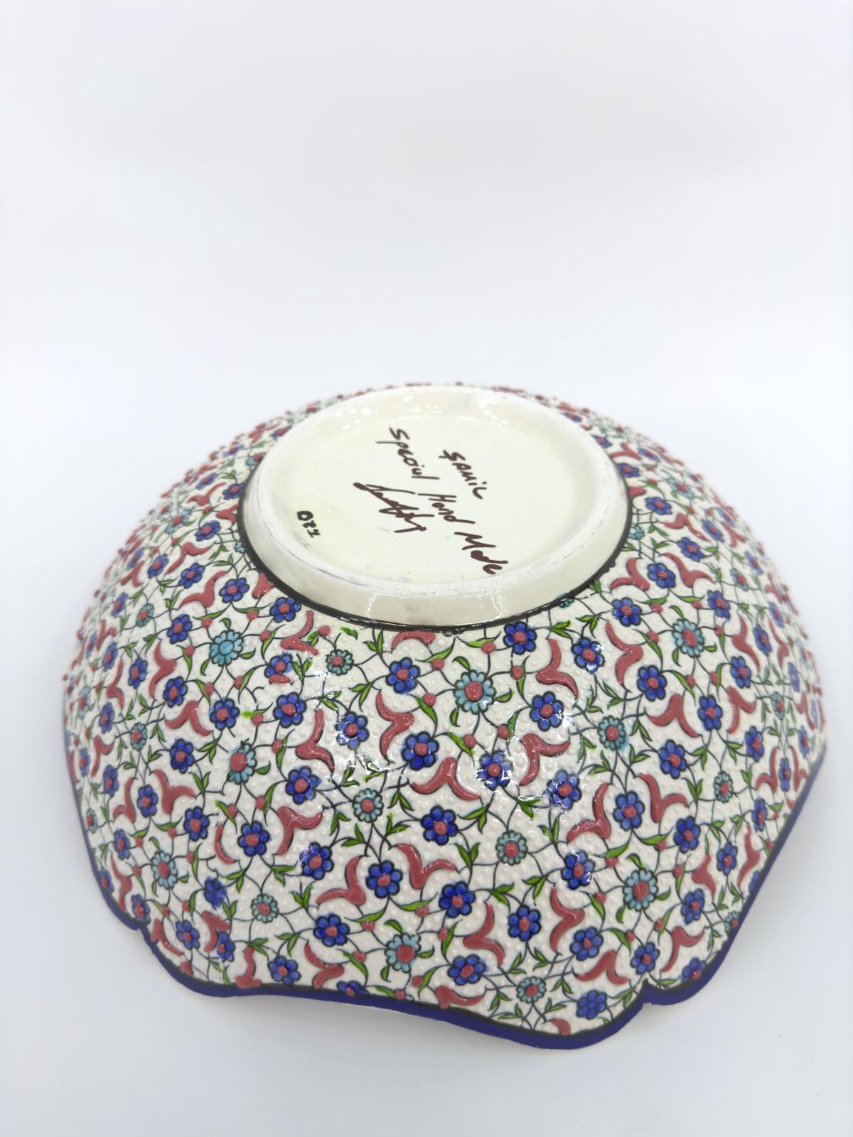 Handmade Turkish Ceramic Serving Bowl β 12" Hand-Painted Tree of Life Design, Large Decorative Fruit Bowl