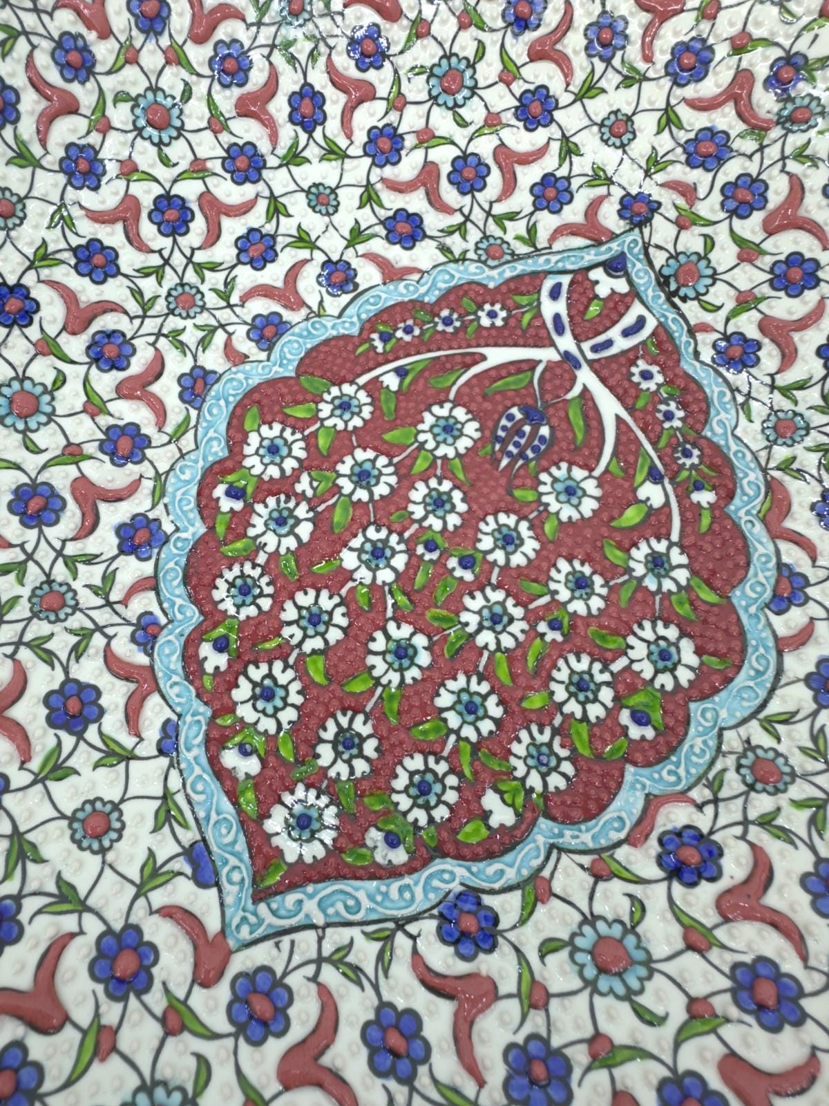 Handmade Turkish Ceramic Serving Bowl β 12" Hand-Painted Tree of Life Design, Large Decorative Fruit Bowl
