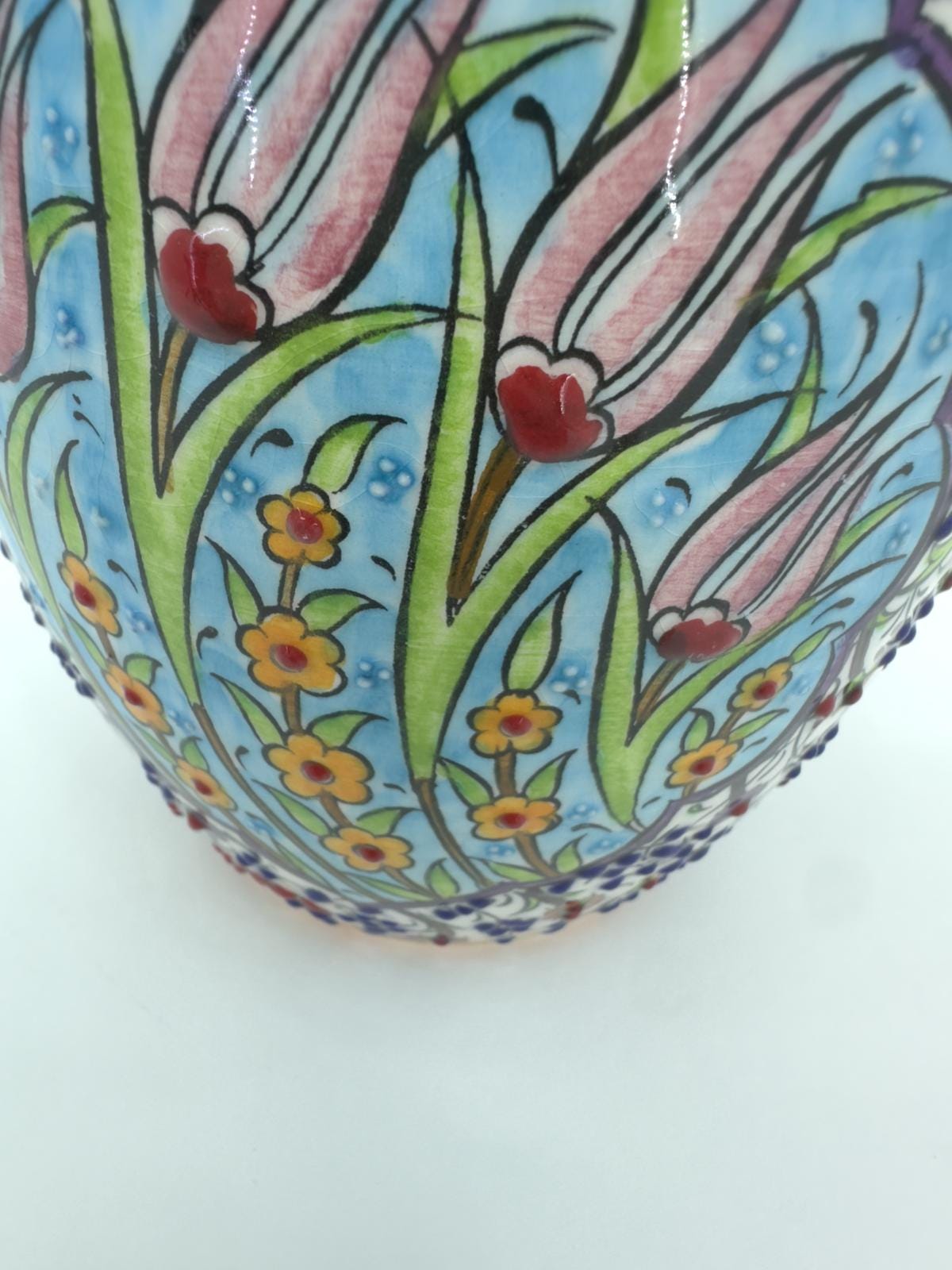 turkish ceramic vase,tree of life vase,handmade pottery,anatolian decor,boho home vase,painted vase,embossed ceramic