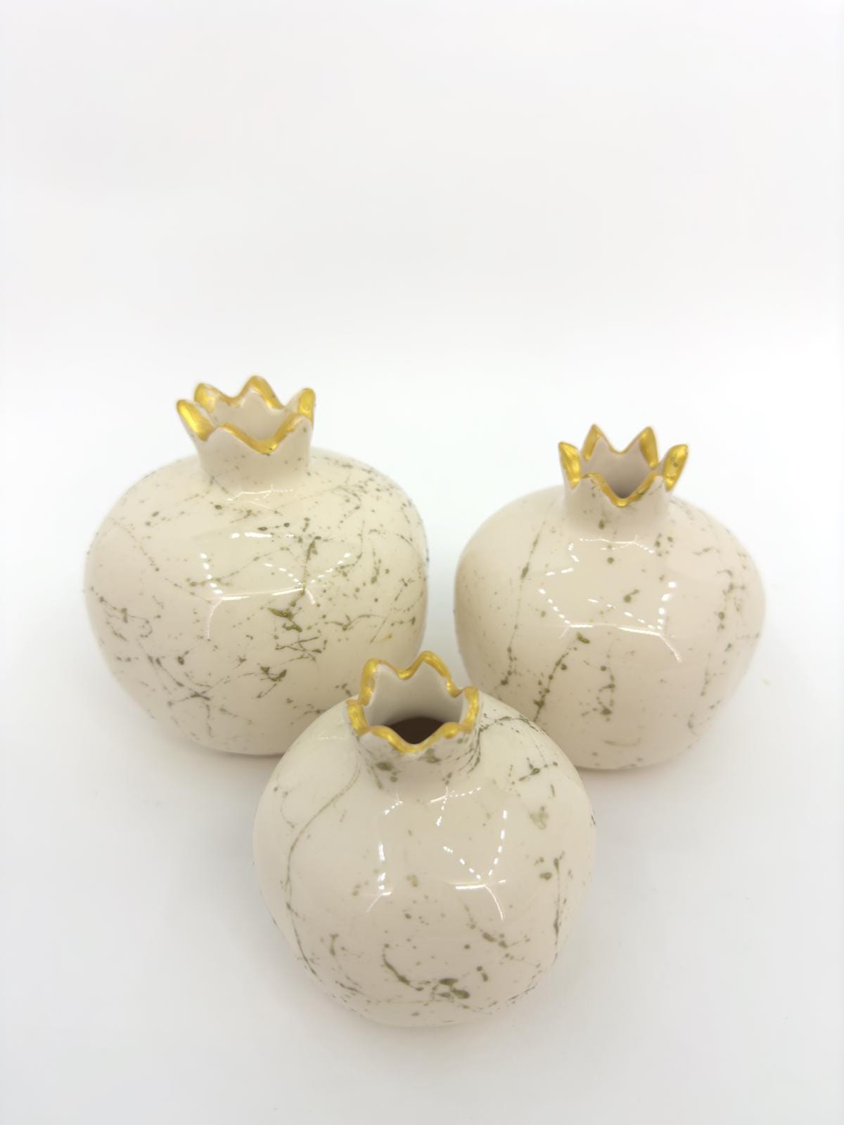 Handmade Gold Pomegranate Decor Set - Elegant Turkish Ceramic Art for Modern Homes, Gift-Ready, Shipped Fast from Turkey
