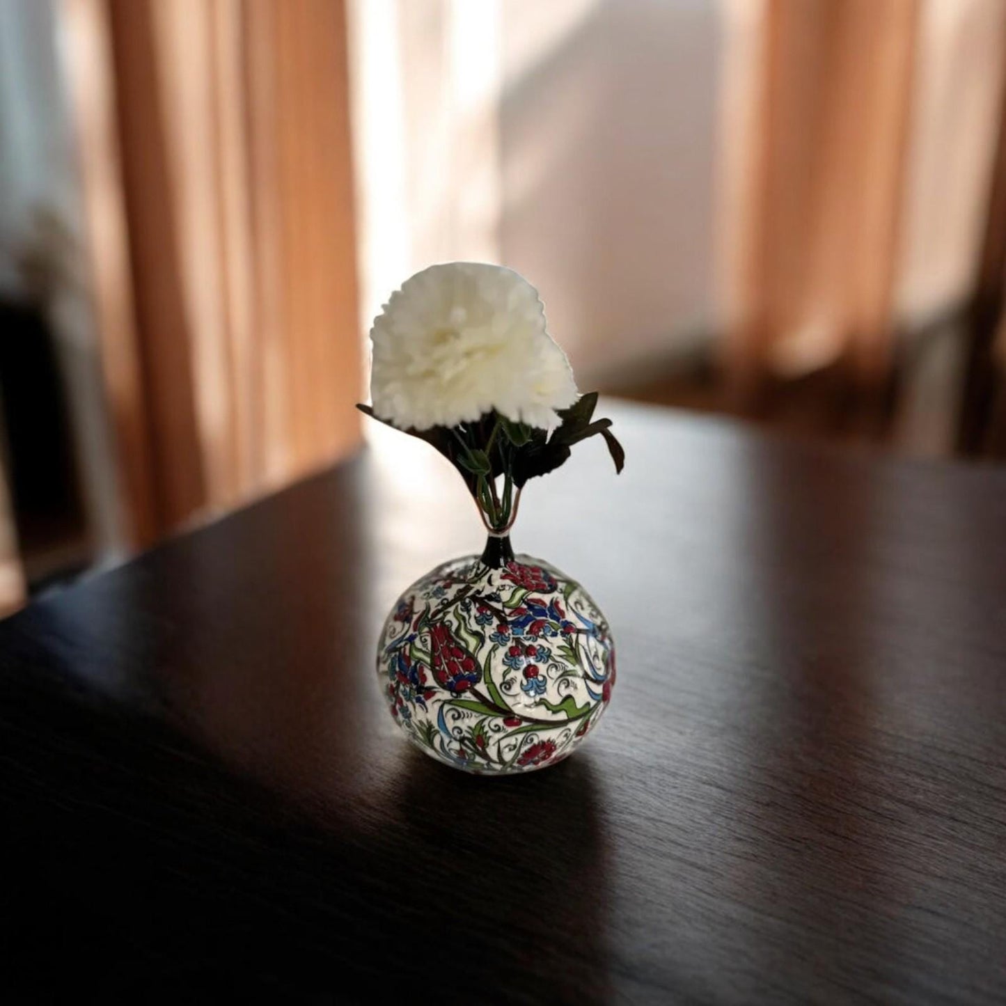 Handmade Turkish Ceramic Fig Decor - Iznik Style Floral Design - Unique Home Accent or Gift - Traditional Pottery Art 1 Piece