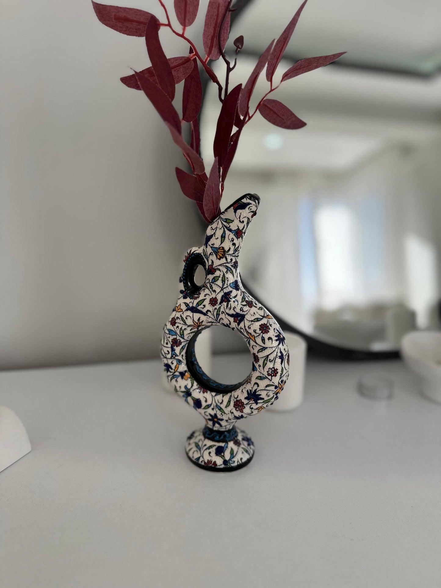 Handmade Turkish Ceramic Hittite Wine Jug Decanter – Unique Pottery, Traditional Home Decor, Authentic Gift, Handcrafted Ceramic Art
