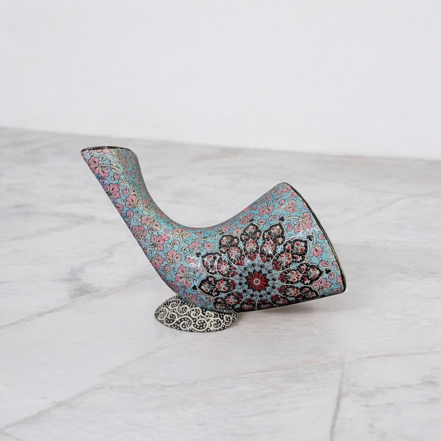 Handmade Ceramic Gramophone Speaker Amplifier – Floral Pottery Music Box, Unique Phone Amplifier, Ideal Father's Day Gift