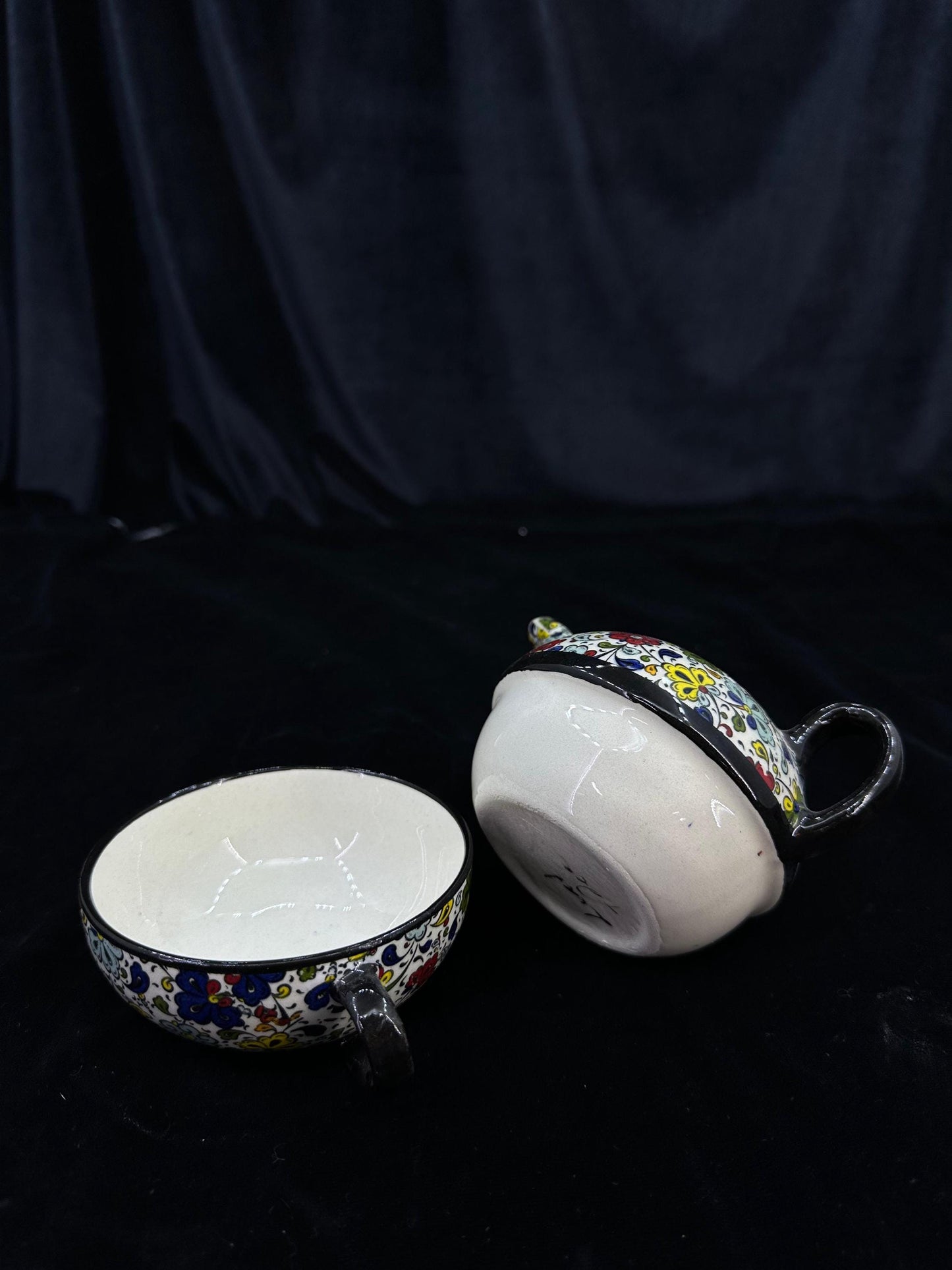 turkish tea set, ceramic tea set, teapot and cup, floral tea gift, hand painted tea set, pottery tea set, ottoman decor