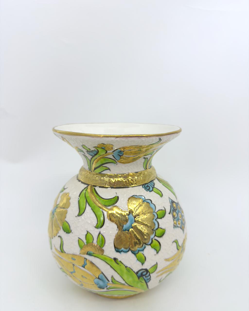 turkish vase,gold floral vase,ottoman ceramic vase,turkish pottery decor,elegant flower vase,handpainted vase gift,unique home decor