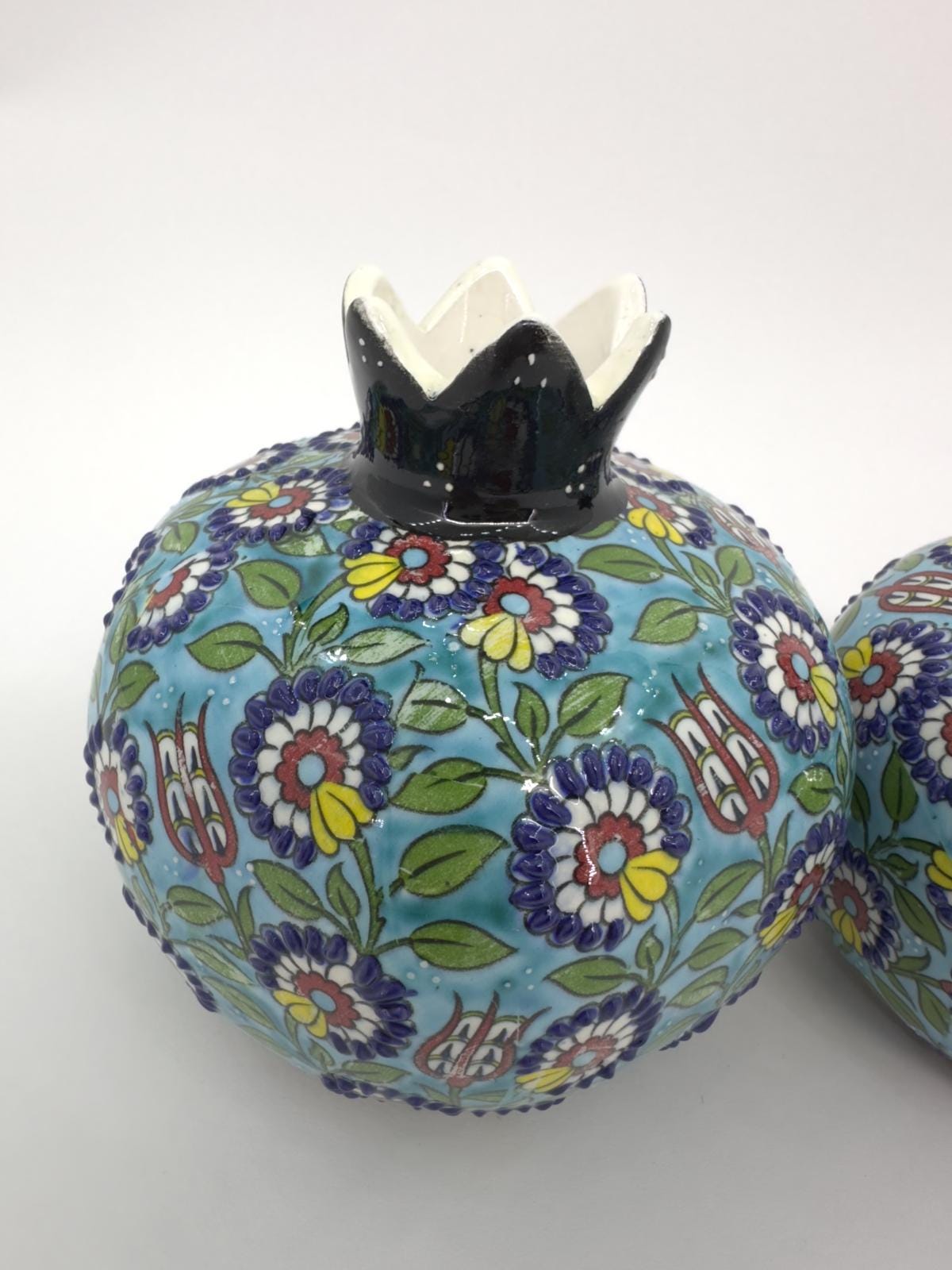 Handmade Ceramic Pomegranate Set - 3-Piece Decorative Ornament -Turkish Pottery Gift - Unique Home Decor Accent
