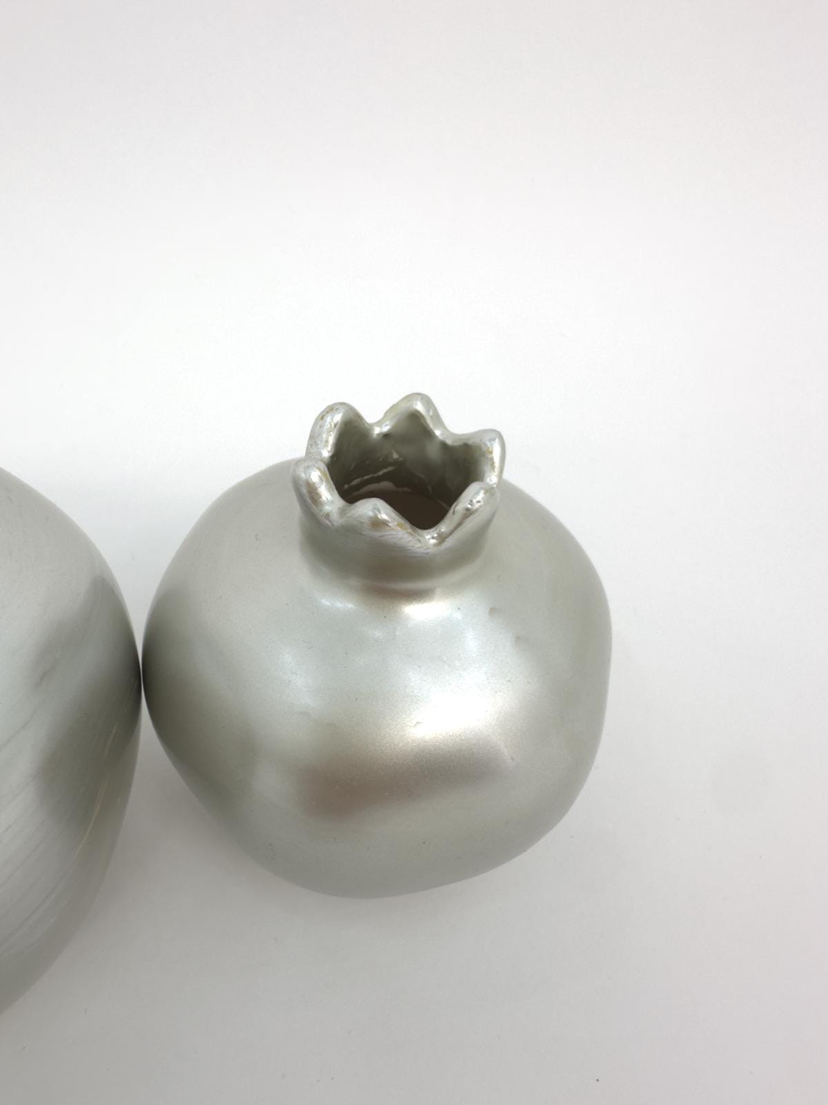 Handmade Silver Pomegranate Decor Set - Elegant Turkish Ceramic Art for Modern Homes, Gift-Ready, Shipped Fast from Turkey