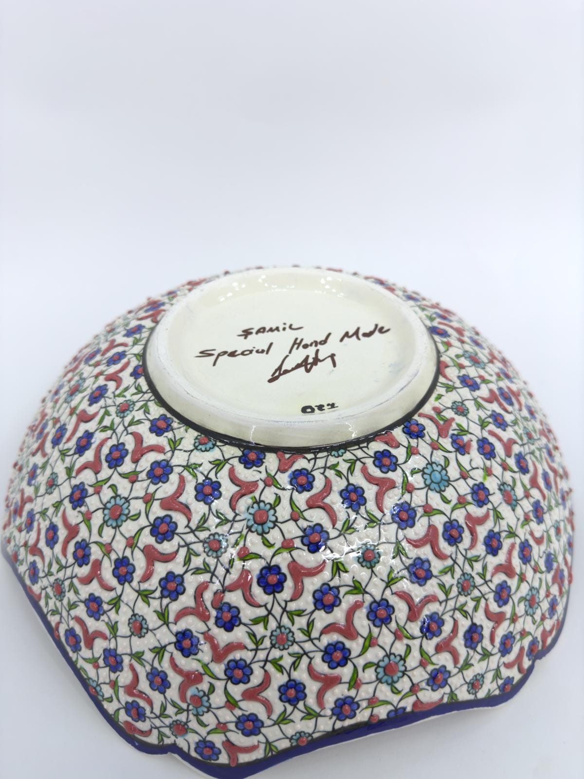 Handmade Turkish Ceramic Serving Bowl β 12" Hand-Painted Tree of Life Design, Large Decorative Fruit Bowl