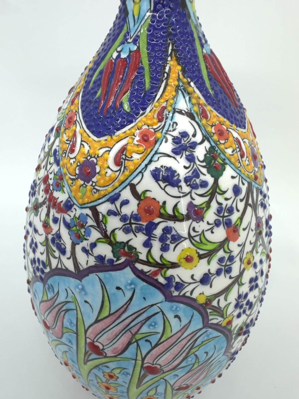 turkish ceramic vase,tree of life vase,handmade pottery,anatolian decor,boho home vase,painted vase,embossed ceramic