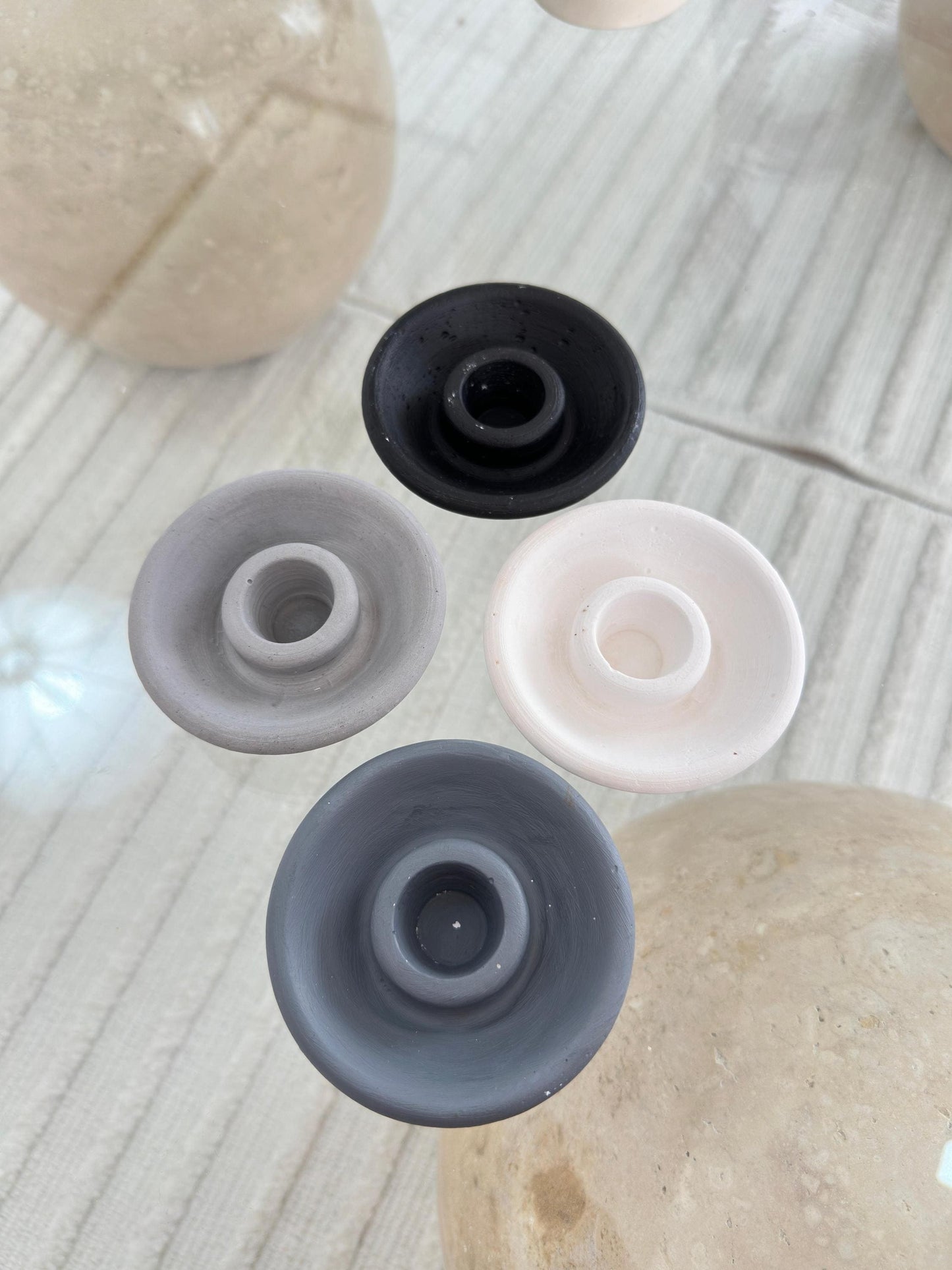 nordic candle holder, set of 4 candles, handmade ceramic candle, scandi decor, minimalist candle holder, modern home candle, boho candle