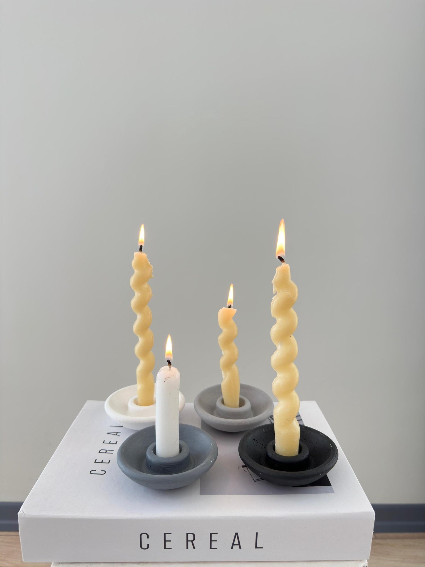 nordic candle holder, set of 4 candles, handmade ceramic candle, scandi decor, minimalist candle holder, modern home candle, boho candle