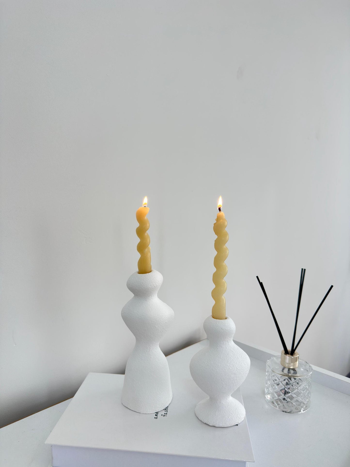 ceramic candle holder, nordic candle, scandi decor, minimalist candle, taper holder, handmade candle, modern candle, ceramic decor