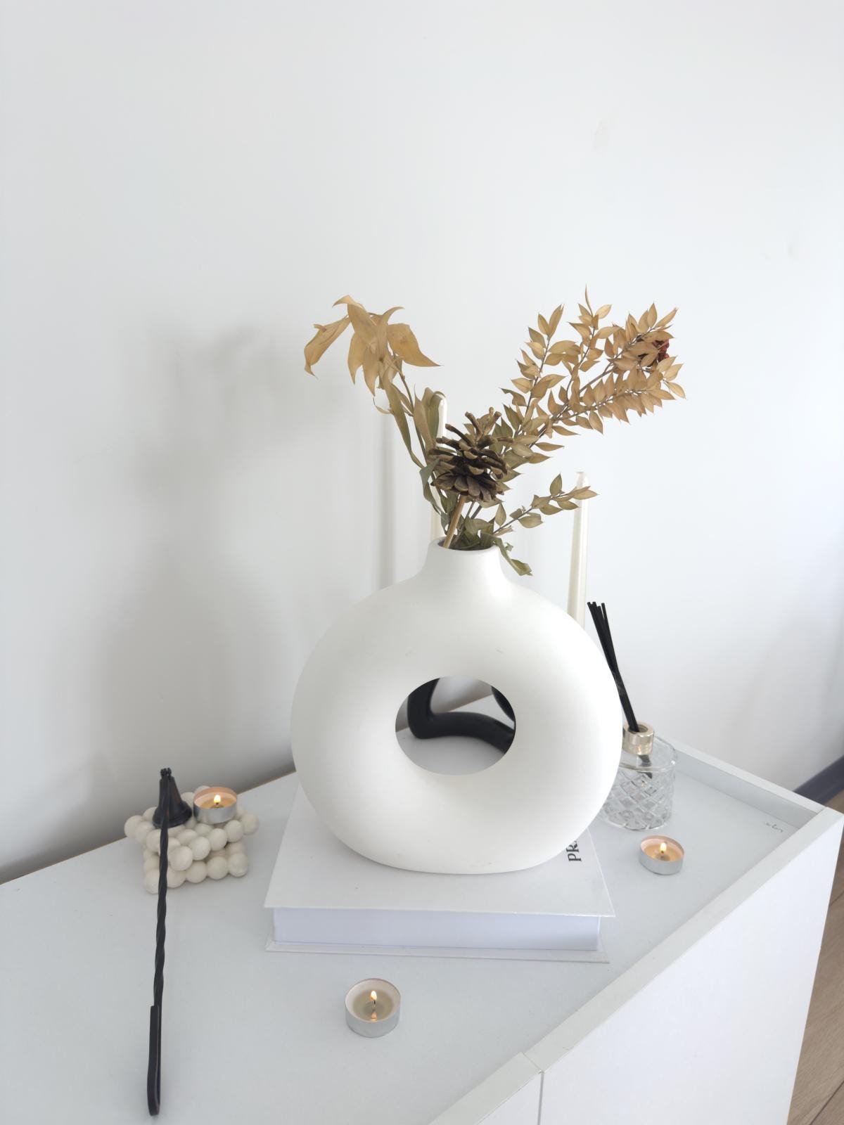 mona donut vase, ceramic vase, boho vase, handmade vase, scandi vase, minimalist vase, modern vase, clay vase, diy vase, unique vase