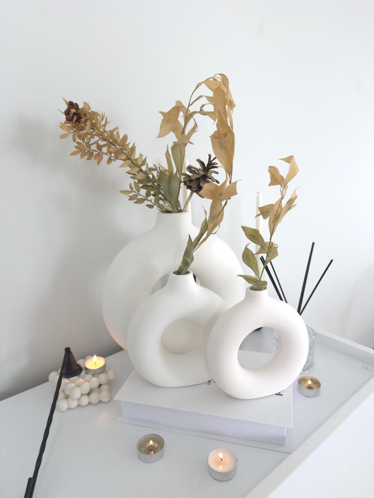 mona donut vase, ceramic vase, boho vase, handmade vase, scandi vase, minimalist vase, modern vase, clay vase, diy vase, unique vase