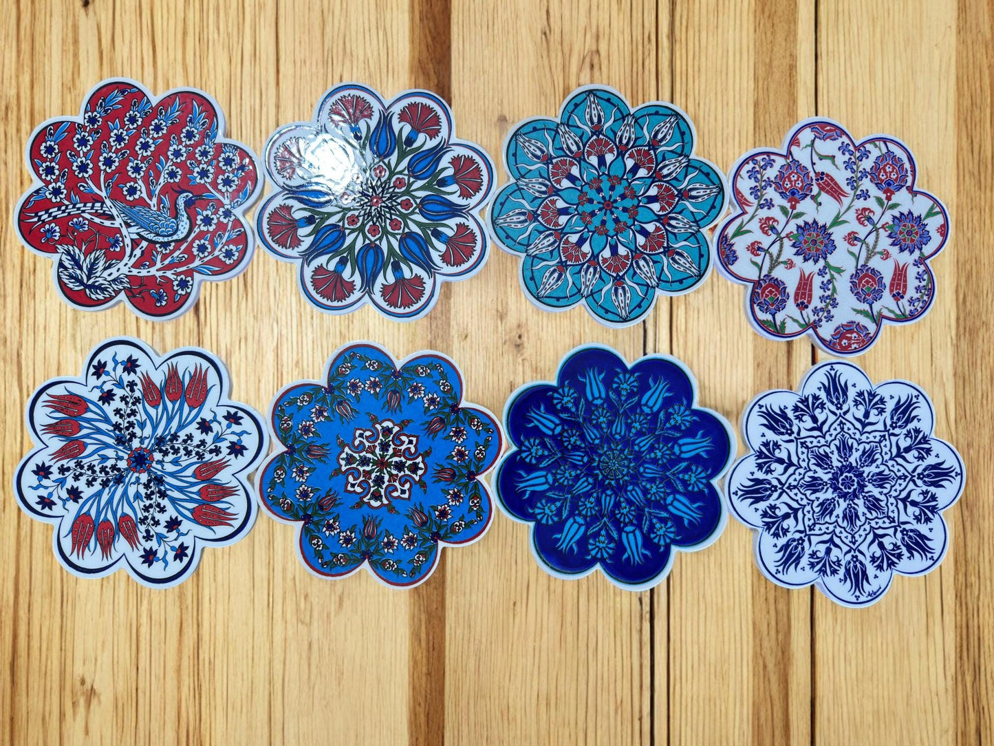Handcrafted Turkish Ceramic Coaster, Traditional Anatolian Pattern Plate, 18 cm Drink Mat, Hand Painted Table Decor, Coffee Mug Tray