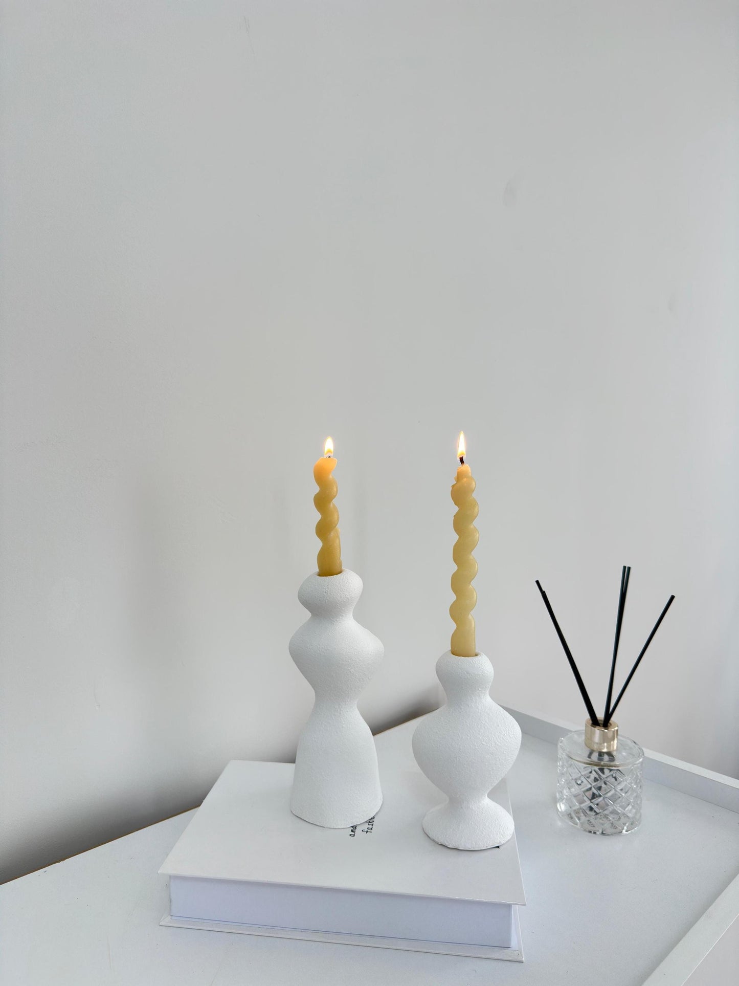 ceramic candle holder, nordic candle, scandi decor, minimalist candle, taper holder, handmade candle, modern candle, ceramic decor