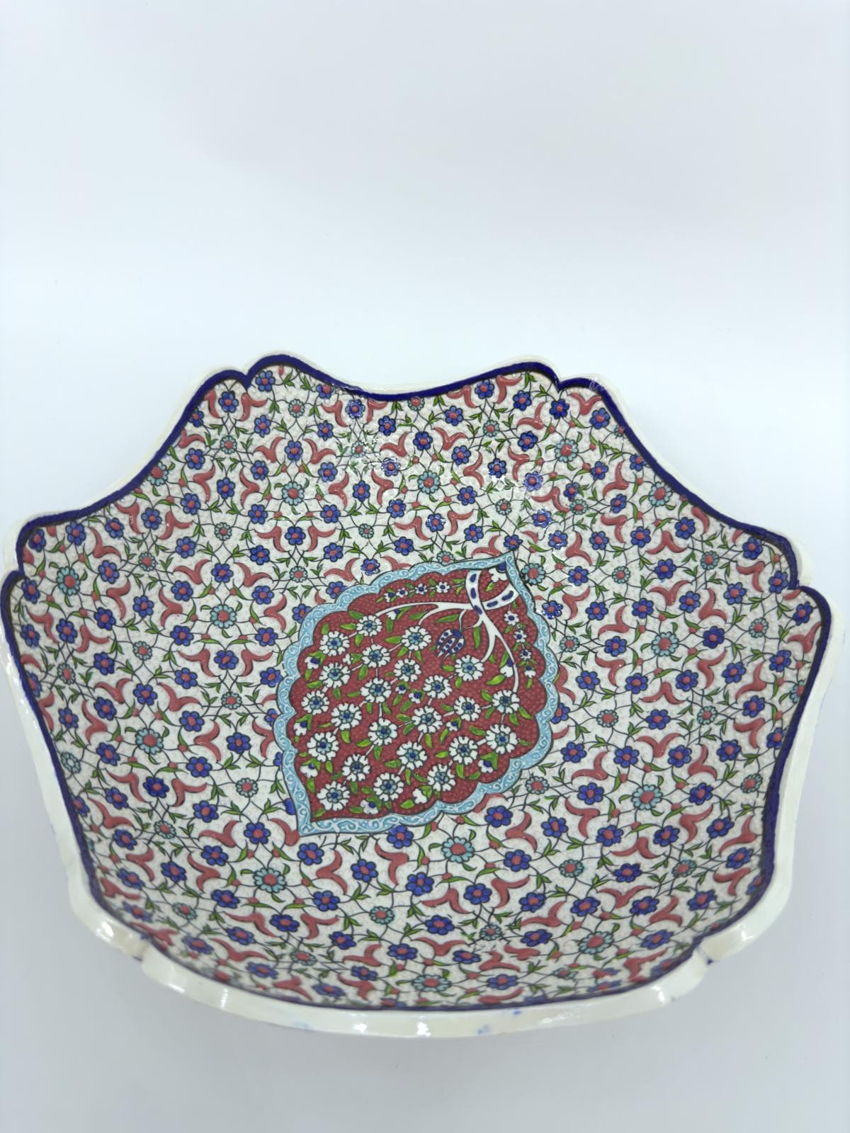 Handmade Turkish Ceramic Serving Bowl β 12" Hand-Painted Tree of Life Design, Large Decorative Fruit Bowl