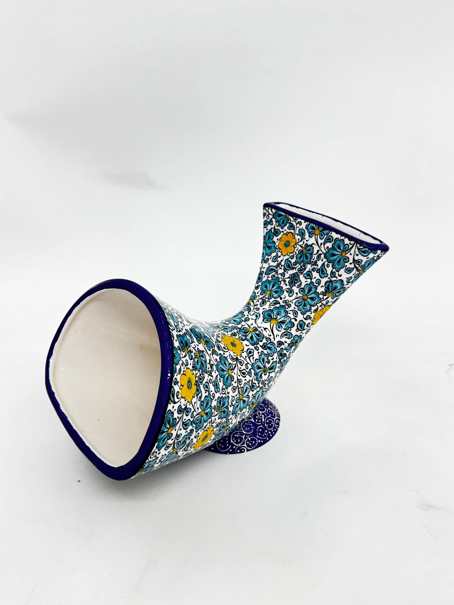 Ceramic Phone Amplifier, Handmade Gramophone Style Sound Booster, Turkish Tile Art, No Electricity Needed, Unique Gift