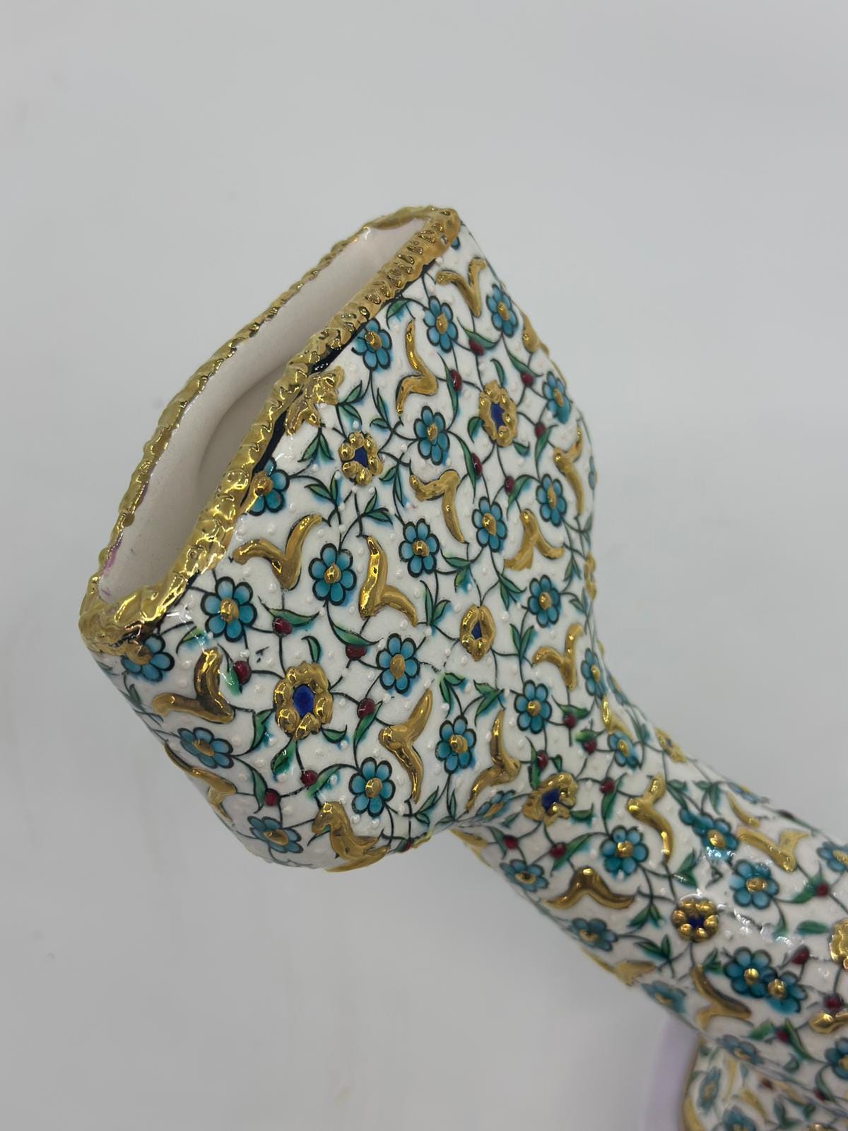 Handmade Ceramic Gramophone: 24K Gold Ottoman Floral Horn Speaker