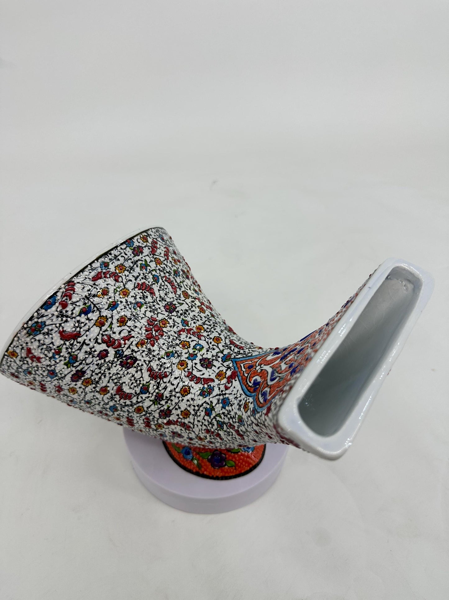 Ceramic Gramophone Amplifier, Handmade Turkish Speaker, Iznik Art Decor, Boho Home Accent, Ottoman Style Gift