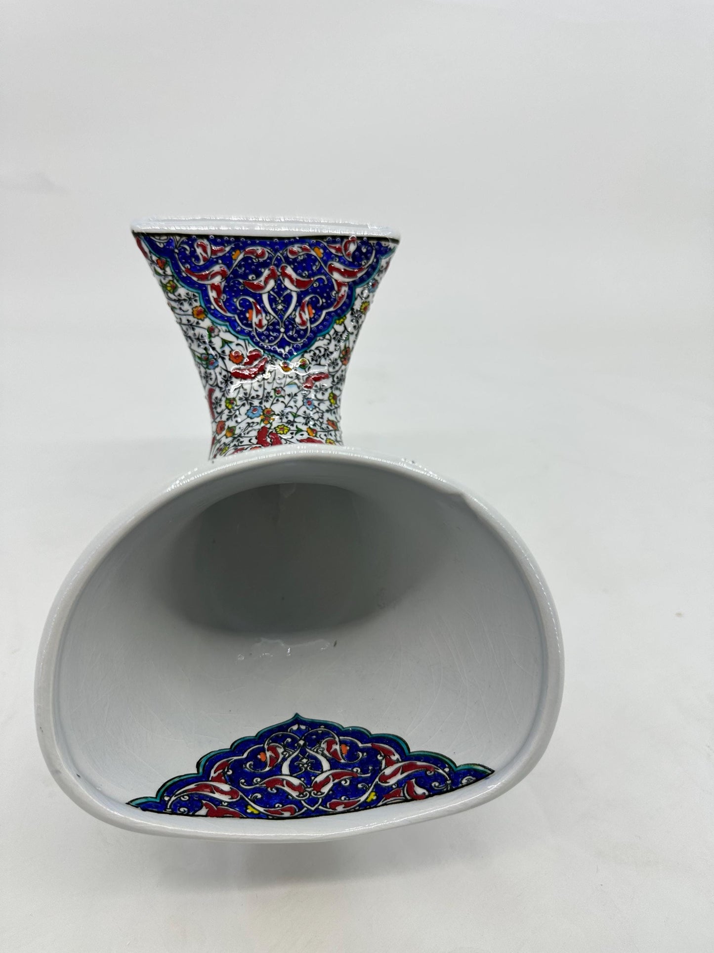 Bird Pattern Ceramic Gramophone, Handmade Iznik Speaker, Turkish Phone Amplifier, Ottoman Home Decor, Boho Gift