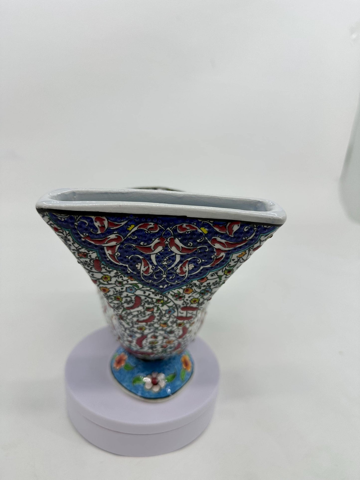 Bird Pattern Ceramic Gramophone, Handmade Iznik Speaker, Turkish Phone Amplifier, Ottoman Home Decor, Boho Gift