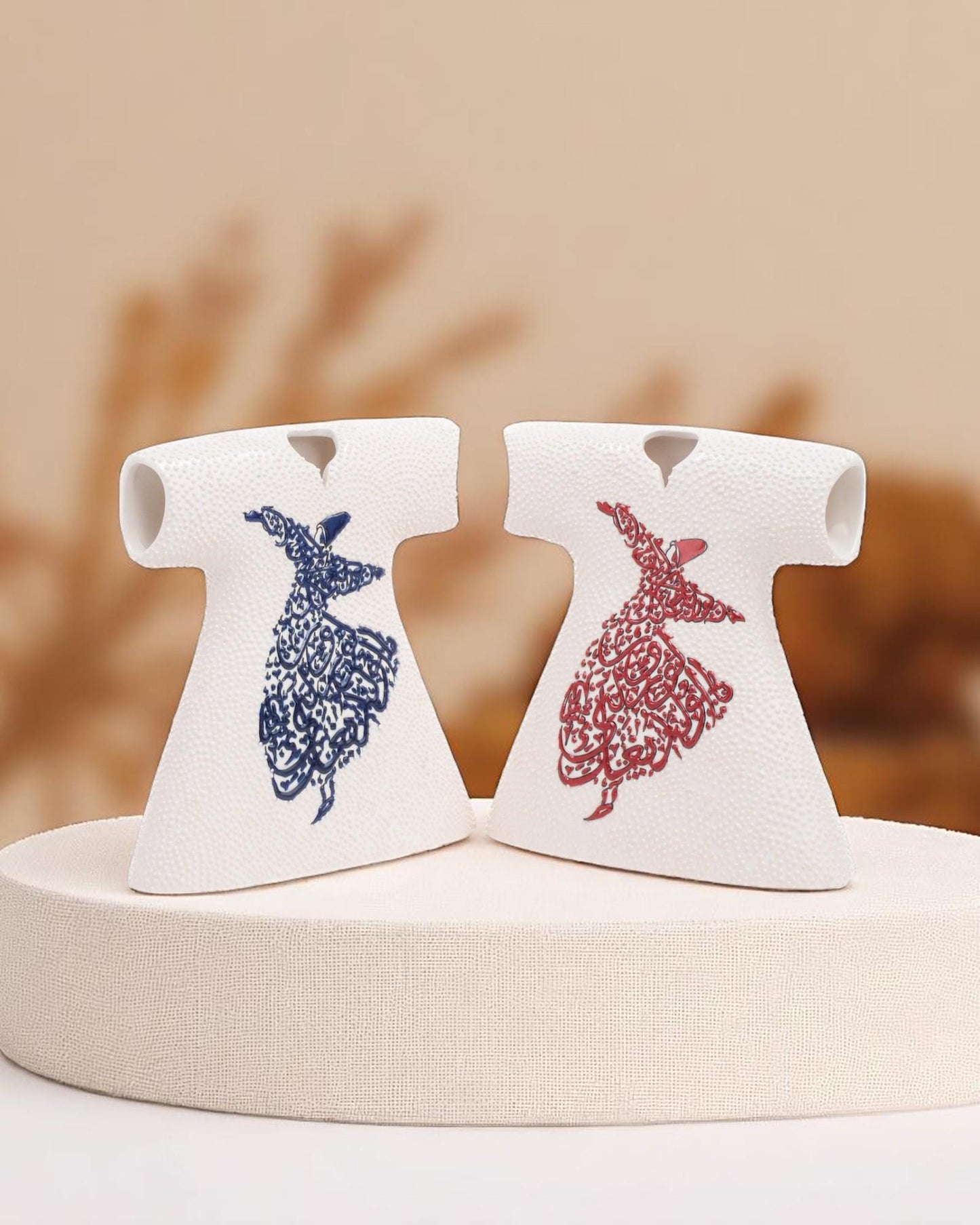 Handmade Ceramic Kaftan Figurine: Islamic Calligraphy, Sufi Decor