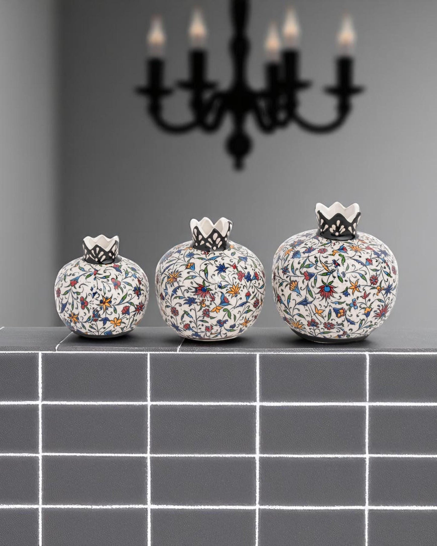 Handmade Ceramic Pomegranate Set: Abundance Symbol Home Decor