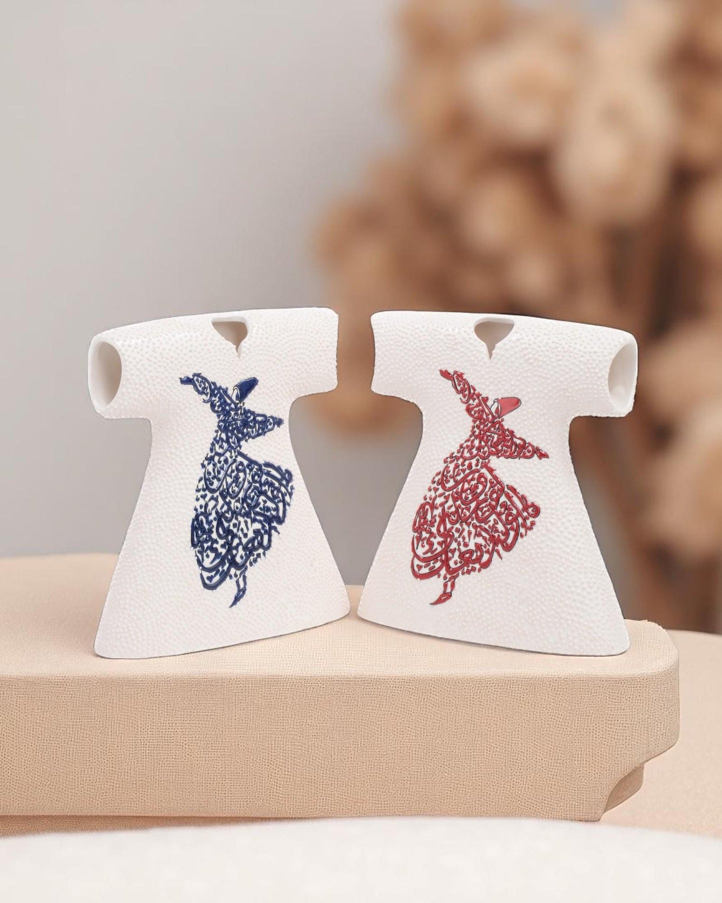 Handmade Ceramic Kaftan Figurine: Islamic Calligraphy, Sufi Decor