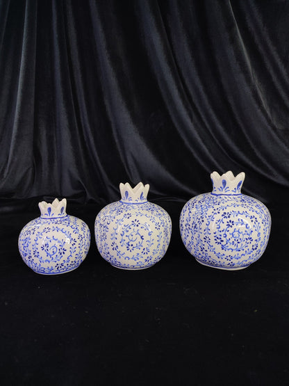 Handmade Ceramic Pomegranate Set – Turkish Pottery Vase, Decorative Fruit Decor, Table Centerpiece, Hand-Painted Pomegranate Vases