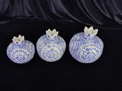 Handmade Ceramic Pomegranate Set – Turkish Pottery Vase, Decorative Fruit Decor, Table Centerpiece, Hand-Painted Pomegranate Vases
