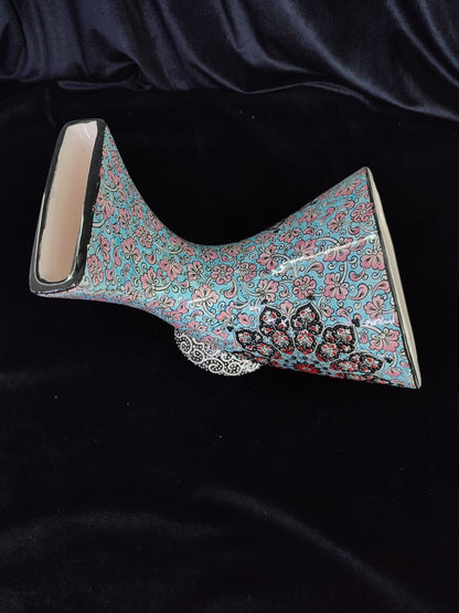 Handmade Ceramic Gramophone Speaker Amplifier – Floral Pottery Music Box, Unique Phone Amplifier, Ideal Father's Day Gift