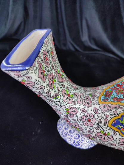 Handmade Ceramic Gramophone Speaker Amplifier – Floral Pottery Music Box, Unique Phone Amplifier, Ideal Birthday Gift