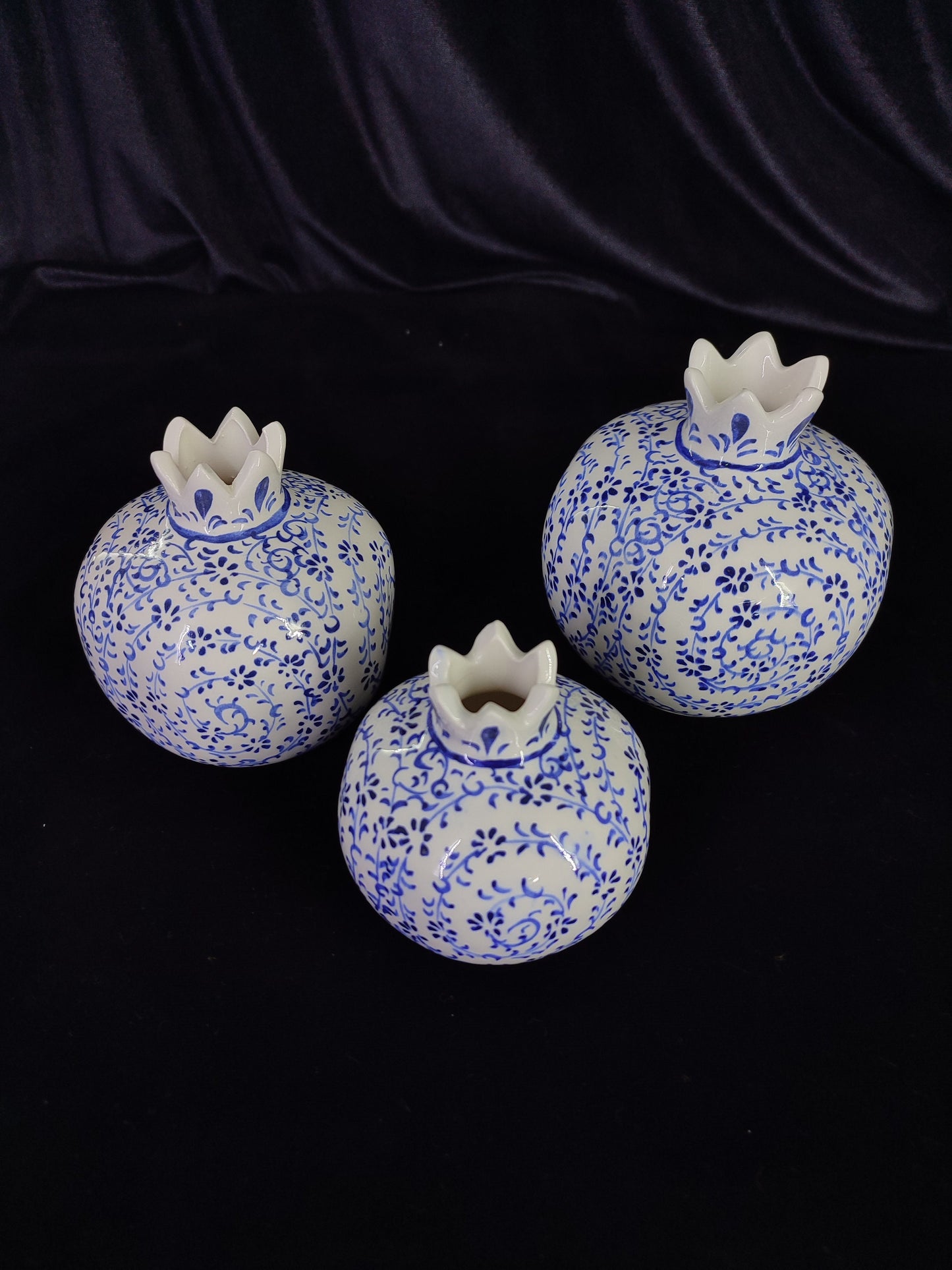 Handmade Ceramic Pomegranate Set – Turkish Pottery Vase, Decorative Fruit Decor, Table Centerpiece, Hand-Painted Pomegranate Vases