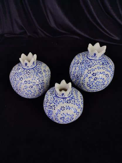 Handmade Ceramic Pomegranate Set – Turkish Pottery Vase, Decorative Fruit Decor, Table Centerpiece, Hand-Painted Pomegranate Vases