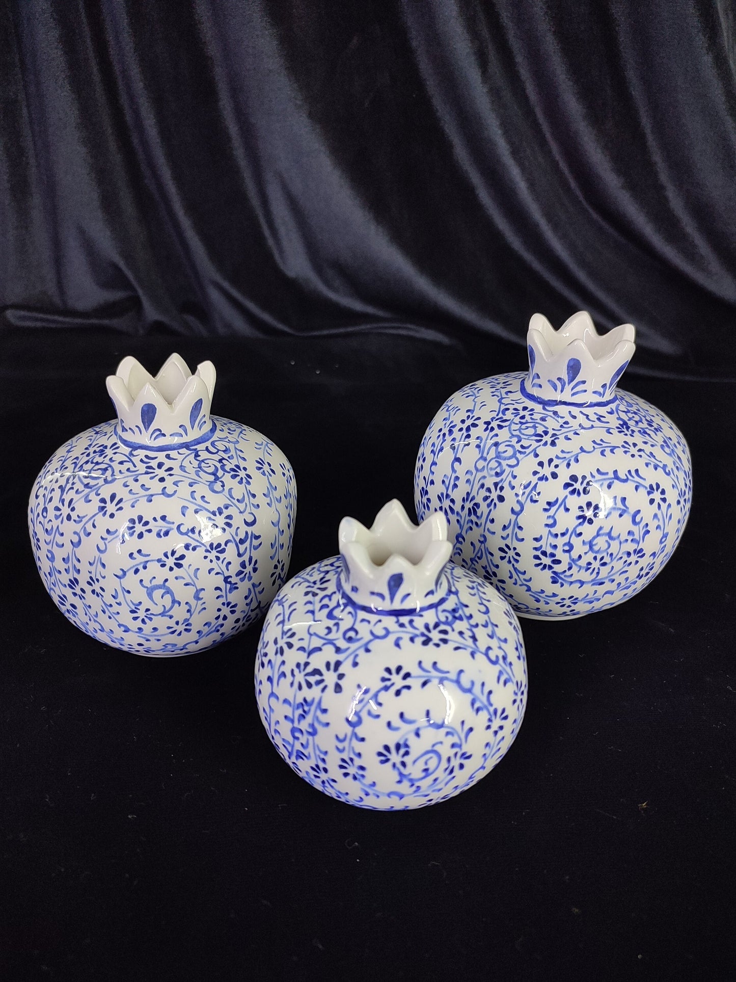 Handmade Ceramic Pomegranate Set – Turkish Pottery Vase, Decorative Fruit Decor, Table Centerpiece, Hand-Painted Pomegranate Vases