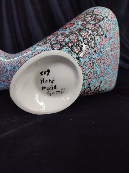 Handmade Ceramic Gramophone Speaker Amplifier – Floral Pottery Music Box, Unique Phone Amplifier, Ideal Father's Day Gift