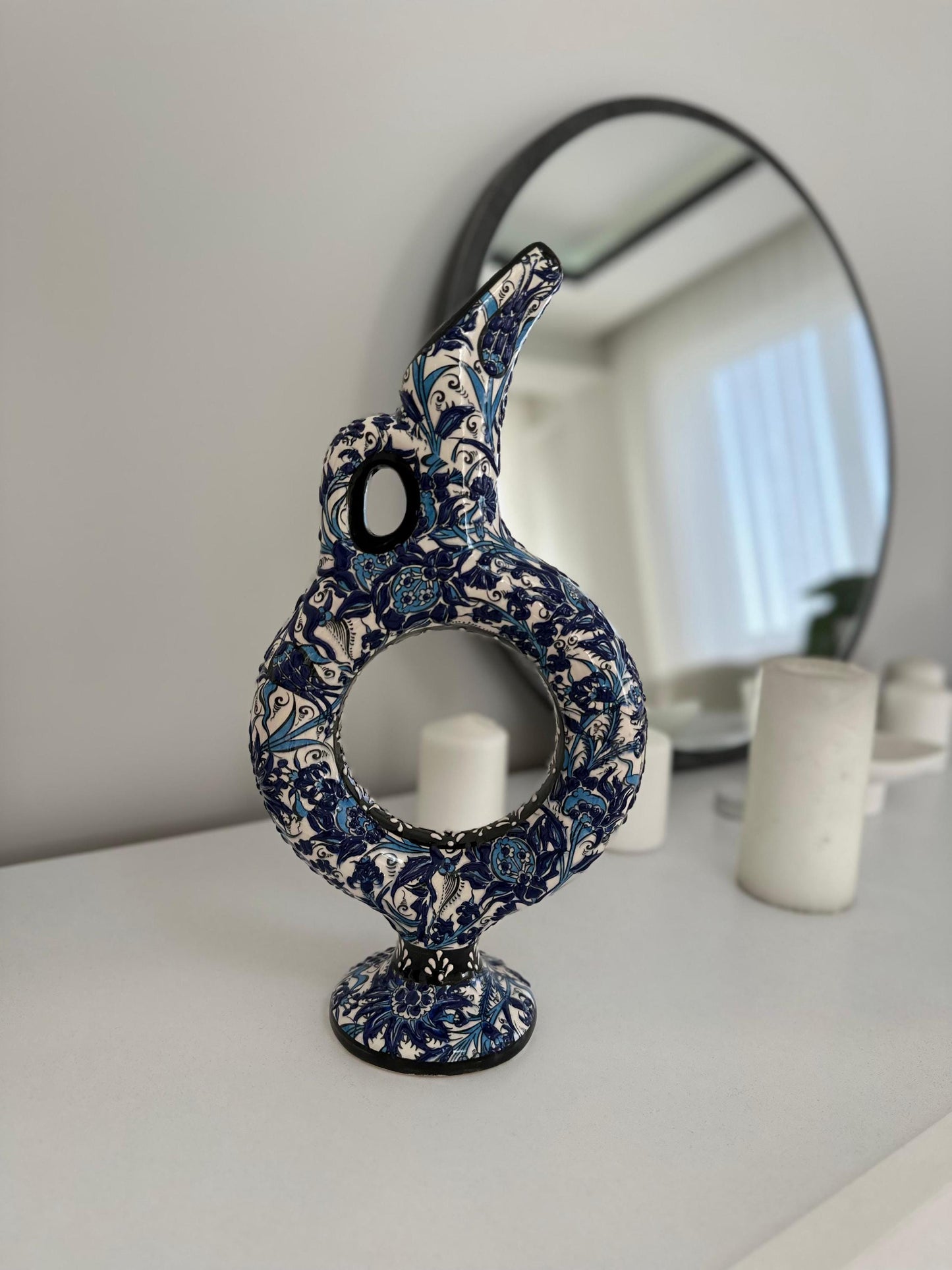 Handmade Turkish Ceramic Hittite Wine Jug – Authentic Pottery Decanter, Unique Home Decor & Gift