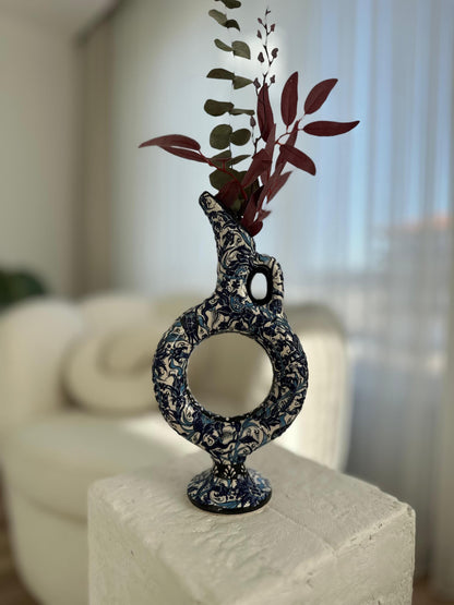 Handmade Turkish Ceramic Hittite Wine Jug – Authentic Pottery Decanter, Unique Home Decor & Gift