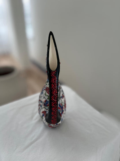 Handmade Turkish Pelican Ceramic Figurine - Iznik Style Decorative Ornament with Floral Patterns - Unique Home Decor Gift