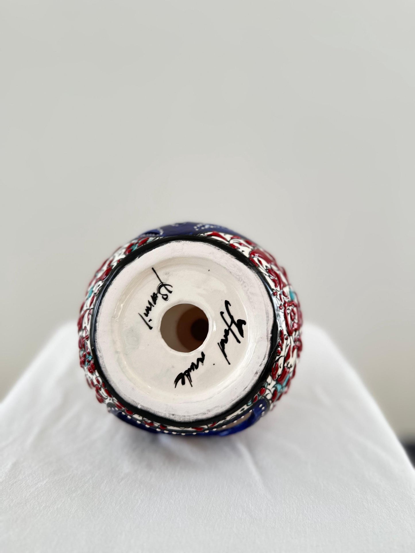 Handmade Turkish Ceramic Candle Holder: Nicea Floral Tealight, Boho Decor