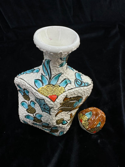 Hand-Painted Decorative Liquor Bottle – Unique Ceramic Ornament for Home Bar or Shelf Decor, Perfect Valentine's Day Gift Idea